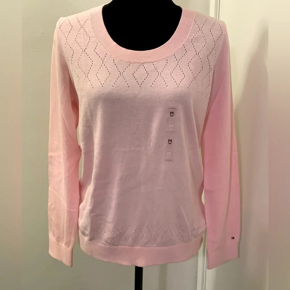 TOMMY HILFIGER Crew Neck Pullover Long‎ Sleeve Sweater in Pink - Picture 1 of 12